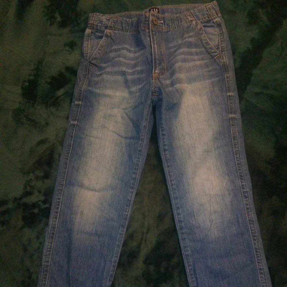 Gap Kids Green Camo Cargo Pants & Blue Denim Jogger Jeans Sz 10 - 2 Pair